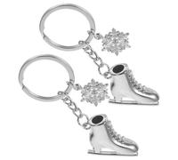 MOLUCKFU Porte-clés Argentés Forme Patins à Glace en Alliage de Zinc 2pcs, Pratique et Portable, Accessoire Adorable pour Fête ou Anniversaire