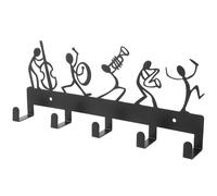 MOLUCKFU Porte-clés Mural Forme Note de Musique en Fer Noir avec 5 Crochets Support Mural Économiseur d'Espace pour Décor d'Entrée et Couloir
