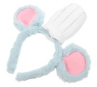 MOLUCKFU Serrage-tête Oreilles de Souris Grises en Peluche Rabbit Vert D’eau avec Toque de Chef Blanche, Bandeau Costume Souris pour Fête, Cosplay Garçon et Filles et Adulte, Accessoire