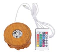 MOLUCKFU Socle Lumineux LED en Bois 8X25 CM Télécommande Multicolore Support USB pour Boule de Cristal Veilleuse Décorative pour Chambre et Bureau