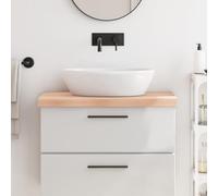 Molumvel Plateau de lavabo 80 x 50 cm en bois massif de chêne non traité | Bords naturels faits à la main, plateau en bois polyvalent, design unique