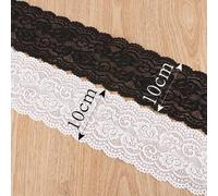 MOLUO 2 mètres 10 cm Blanc Noir Large Dentelle élastique Tissu Garniture Rubans Embellissement à la Main Couture Tissu Cheveux Bande Arc Bricolage Accessoires