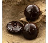 MOLUO 3 pièces Vintage en Cuir véritable Bouton Tige Fait à la Main Accessoires de Couture pour Boutons en Cuir Veste Manteau Marron