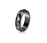 MOLUO Anneaux en hématite Naturelle Couple Noir Bague en Pierre Bijoux en Relief
