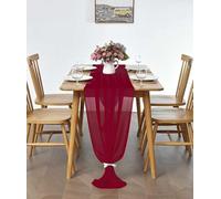 MOLUO Chemin de Table en Mousseline de Soie Vert Sauge Solide Luxe Rustique statisme pour Mariage décoration de pâques Douche Saint Valentin décorer la Maison