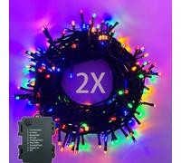 MOLVCE Guirlande Lumineuse Exterieure et Intérieure Alimenté par Pile Lampe Décoratives Étanche Lot de 2 Guirlande LED 8 Modes et Minuterie 5M 50 LEDs Pour Jardin, Noël, Mariage, Couleur