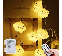 MOLVCE Guirlande lumineuse nuages pour chambre d'enfant, à batterie, avec minuterie et télécommande, 3 m, 8 modes, 20 LED, lumières décoratives pour chambre à coucher, mariage, Noël