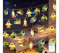 MOLVCE Guirlande lumineuse spatiale décorative d'intérieur pour chambre d'enfant, 1,5 m, 10 LED, blanc chaud, en acrylique, à piles, avec minuterie, lumières décoratives pour chambre à coucher