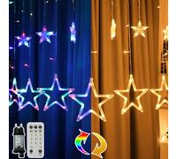 MOLVCE Guirlandes lumineuses 12 Étoiles 138 LED, Étoiles Rideau Lumineux Intérieur Extérieur avec 11 modes, télécommande, minuterie et fonction mémoire pour Noël, Fête, Maison, Chambre