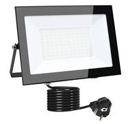 MOLVCE Projecteur LED d'extérieur 100 W 6000 K blanc froid étanche IP66 projecteur super lumineux avec prise et câble d'alimentation de 3 m pour jardin, entrepôt, parking, garage, allée