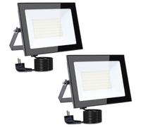 MOLVCE Projecteur LED d'extérieur 50W en Aluminium Super Lumineux Lumières avec prise et 3m câble Étanche IP66 d'inondation pour Jardin, Parking, Garage, Portes, Patio (Blanc Chaud 3000K, 2stk)