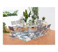 Table de jardin extensible en aluminium Molvina 8 + 8 chaises - 8 personnes