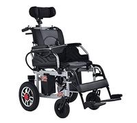 MOLVUS Fauteuil roulant électrique pliant, léger conversion électrique/manuelle, oreiller réglable, batterie au lithium 12 A, ouvert/pliable en 1 seconde, double protection, noir