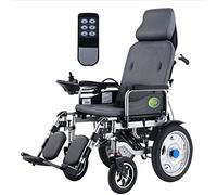 MOLVUS Fauteuil roulant électrique robuste avec appui-tête pliable et léger avec télécommande, alimentation électrique ou manipulation manuelle