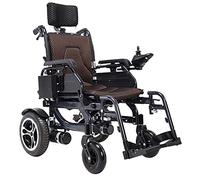 MOLVUS Fauteuil roulant électrique robuste avec appuie-tête, pliable et léger, angle du dossier réglable, accoudoir pouvant être soulevé, largeur du siège 43 cm, capacité de poids