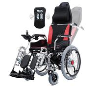 MOLVUS Fauteuil roulant électrique robuste, pliable, léger et portable, avec télécommande, alimentation électrique ou manipulation manuelle, dossier réglable et pédale