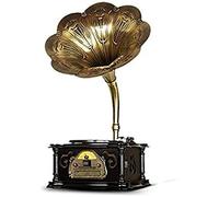MOLVUS Phonograph Tourne-disque Version Gramophone Vintage Style Rétro Gramophone Lecteur USB Radio FM Télécommande HiFi Haut-parleurs Phonographe
