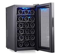 MOLVUS Réfrigérateur à compresseur, Refroidisseur/Petit réfrigérateur à vin, Mini réfrigérateur congélateur Compact congelé + réfrigéré éclairage LED Chauffe-vin Rouge Porte en Verre Cadre Noir