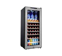MOLVUS Réfrigérateur de Cave à vin Autonome pour 33 Bouteilles, réfrigérateur à vin/Boissons de 128 l, avec Support pour Verres à vin, Stockage à température constante/éclairage LED