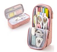 MOLVUS Trousse à crayons de grande capacité à deux couches avec support en tissu durable