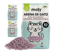 MOLY X3 Litière pour chats tofu et lavande 8,4 kg 11,1 l | Sable biodégradable et agglomérant haute absorption avec arôme de lavande et de talc | Contrôle total des odeurs | Sans poussière | Litière