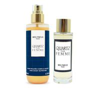 MOLYNEUX - Quartz Femme - Eau de parfum 100ml et brume pailletée 200ml, parfum femme floral fruité et brume corporelle scintillante, coffret cadeau femme
