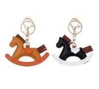 Molyorch 2 pièces Rocking Horses Keyring, Femmes Cuir Charms Sac, Pendentif KeyChain Cartoon Pony, Convient comme un accessoire quotidien ou un cadeau attentionné