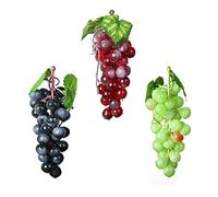 Molyorch 3 Pièces Raisins Grappes DéCorative, Raisins Artificiel Réalistes, Raisins en Plastique, pour Décoration de Vin, Appui Verticaux Artificiels de Fruit
