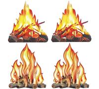 Molyorch 4 Pièces Feu Camp Carton Décoratif, Flamme Fausse Fête Décorative, Décorations Fête Feu Camp, pour Décoration Camping, Feu Camp, Photographier Accessoires