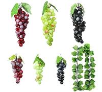 Molyorch 7 Pièces Raisins Grappe Artificiels, Raisin Artificiel et Vigne, Raisins Artificiel Réalistes, Raisins en Plastique, pour Décoration de Vin, Artificiels Fruit