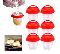 Molyorch Lot de 6 cuiseurs à œufs sans coquille en silicone pour œufs durs et mous