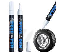 MOLZINY 2 Pièces Marqueur Blanc Imperméable pour Pneus Stylo Pneu Blanc Stylo de retouche Stylo Peinture Pneu Marqueurs de Pneus de Voiture, pour la Pierre Le Bois la Toile Les Pneus et Les Textiles