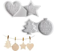MOLZINY 2 Pièces Moule en silicone pour pendentifs de Noël moules en silicone de Noël moule en silicone sapin de Noël étoiles amour moules en plâtre pour décoration d'arbre de Noël