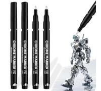 MOLZINY 4pcs Marqueur Acrylique Metallique Silver Liquid Mirror Chrome Markers Permanent Art Liquid Chrome Marker Set Reflective Gloss Metallic Mirror Markers Repair Paint Pen for Model Metal