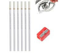 MOLZINY 6 Pièces Crayon Blanc Dessin Crayons Gomme pour Artistes Stylo Gomme Bois pour Dessin Charbon Gomme Blanche pour Croquis pour Étudiants et Professionnels Art Peinture Projets Artistiques