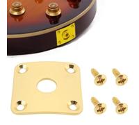 MOLZINY Guitar Jack Plate Plaque de Recouvrement de Prise de Guitare électrique Carrée en Métal 35 X 35 Mm Ouverture 10 Mm avec Vis Guitare Jack Plaque pour Gibson Les Paul pour Prise Jack 1/4" Doré