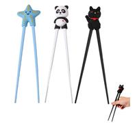 MOLZINY Lot de 3 paires de baguettes baguette chinoise Support pour débutants Design panda Patte de chat Tête de baguettes amovibles Kit d'apprentissage au design mignon