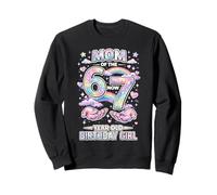 Mom 67 Meme Birthday 7 Years Old Aquarelle Pastel Rainbow Sweatshirt