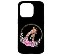 Mom and Baby Giraffe for Safari Animal Lover Floral Circle Coque pour iPhone 15 Pro