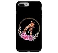 Mom and Baby Giraffe for Safari Animal Lover Floral Circle Coque pour iPhone 7 Plus/8 Plus