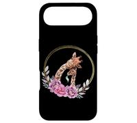 Mom and Baby Giraffe for Safari Animal Lover Floral Circle Coque pour iPhone Air