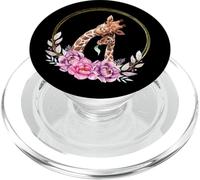 Mom and Baby Giraffe for Safari Animal Lover Floral Circle PopSockets PopGrip pour MagSafe