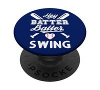 Mom Baseball Batter Batter Swing Hey Game Day Baseball Lover PopSockets PopGrip Adhésif