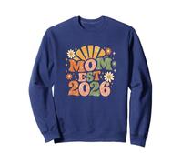 Mom Est 2026 Groovy Retro Daisy Flower New Mom Mother's Day Sweatshirt
