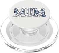 Mom Floral Varsity Tiny Blue French Toile Texte PopSockets PopGrip pour MagSafe
