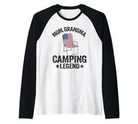 Mom Grandma Camping Legend Drapeau américain pour Femme Manche Raglan