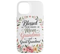 Mom Grandma Couronne Florale Coeur Roses Amour Familial Coque pour iPhone 14