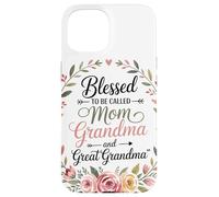 Mom Grandma Couronne Florale Coeur Roses Amour Familial Coque pour iPhone 15