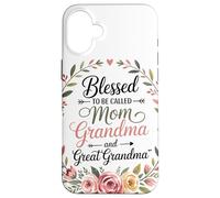 Mom Grandma Couronne Florale Coeur Roses Amour Familial Coque pour iPhone 16 Plus