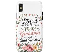 Mom Grandma Couronne Florale Coeur Roses Amour Familial Coque pour iPhone X/XS
